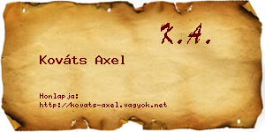 Kováts Axel névjegykártya